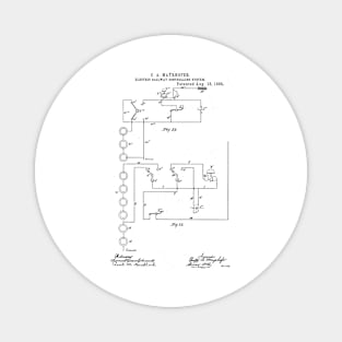 Electric Railway Controlling System Vintage Retro Patent Hand Drawing Funny Novelty Gift Magnet